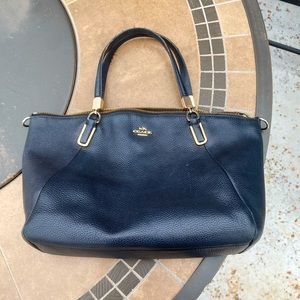 Coach Black medium size leather with shoulder strap